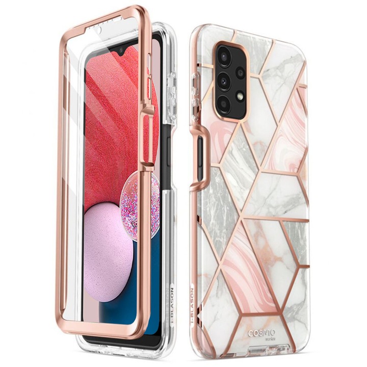 Samsung Galaxy A13 4G / 13 5G, i-Blason telefonnal kompatibilis tok - Atlantic Luxury Ultra Resistant, rózsaszín márvány