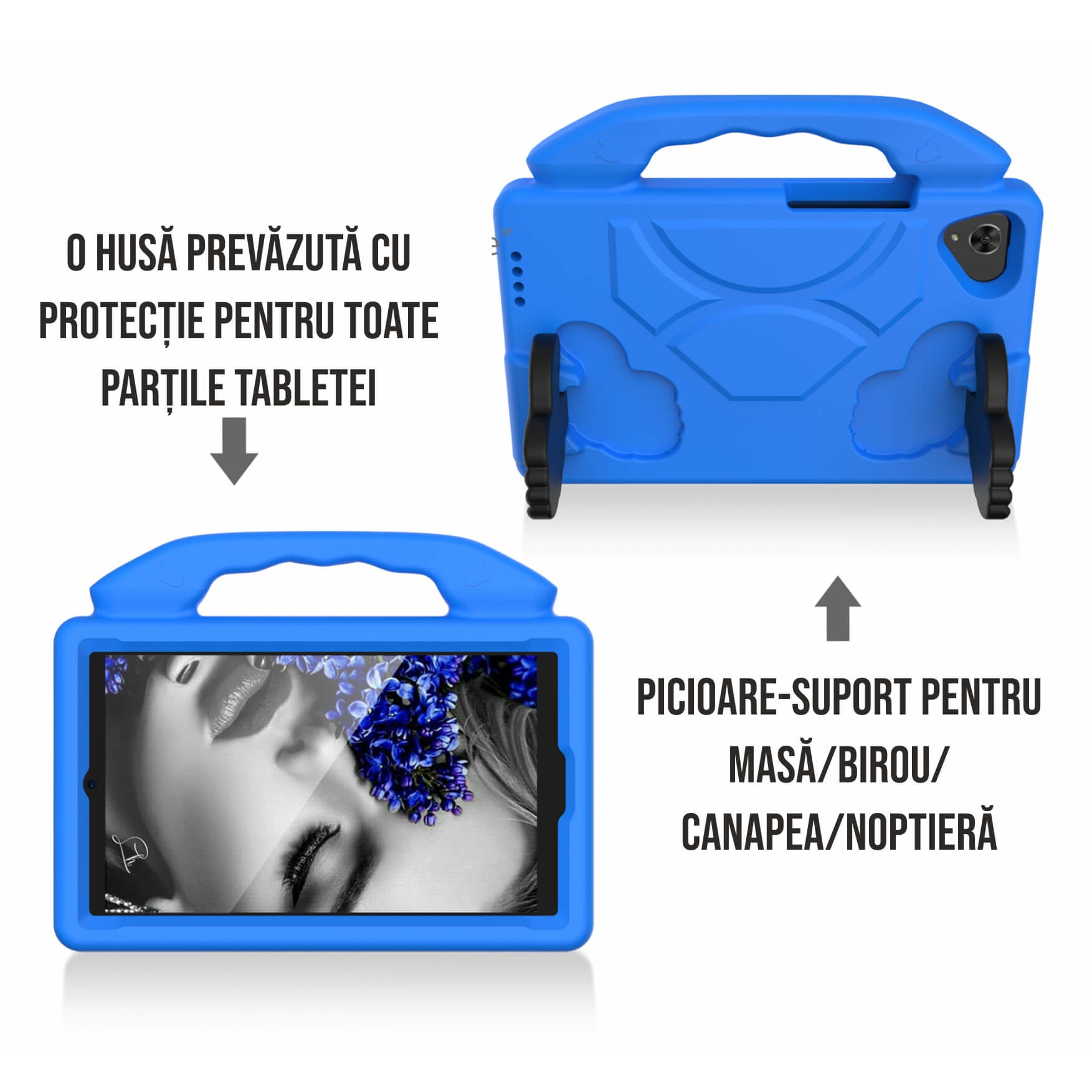 Husa tableta compatibila Samsung Tab A7 T500/T505 2020 10.4", Samsung TAB A7 T500 10.4", Huawei Mate Pad, Huawei Mate SE 10.4", Lenovo K10, Lenovo M10 Plus 10.3", M10 Plus TBX606F 10.3, burete, Ideas4Comfort, albastru