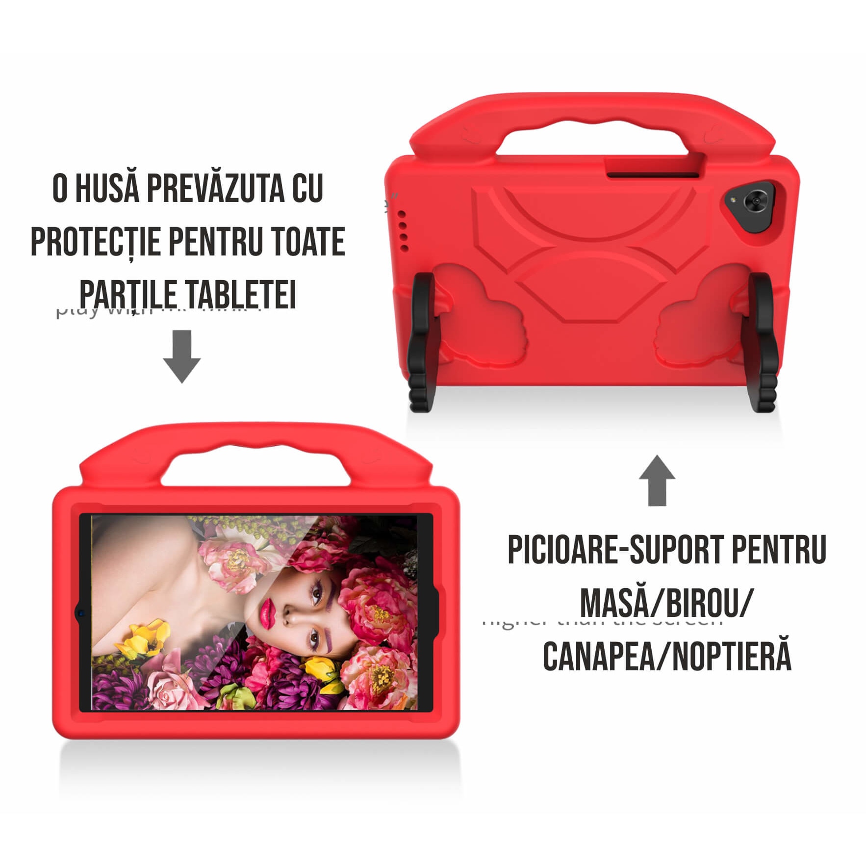 Husa tableta compatibila Samsung Tab A7 T500/T505 2020 10.4", Samsung TAB A7 T500 10.4", Huawei Mate Pad, Huawei Mate SE 10.4", Lenovo K10, Lenovo M10 Plus 10.3", M10 Plus TBX606F 10.3, burete, Ideas4Comfort, rosu