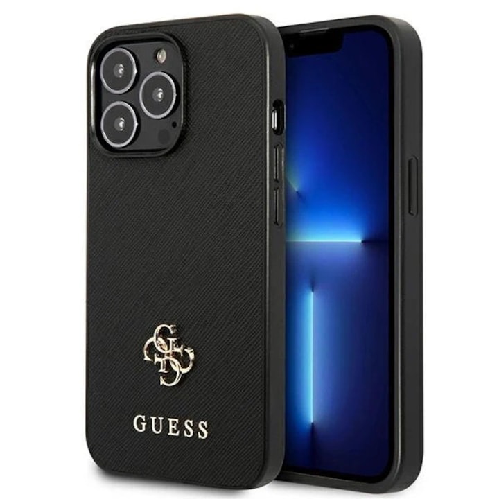 Carcasa Guess pentru iPhone 13 Pro / 13 6.1" negru Hardcase Saffiano 4G Small Metal Logo