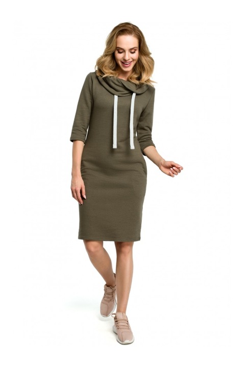 Миди рокля, MOE, Ежедневна, памук/полиестер, Зелен