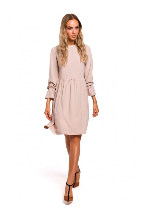 Rochie de dama MOE. Cu maneca. Poliester. Elastan. Bej. S