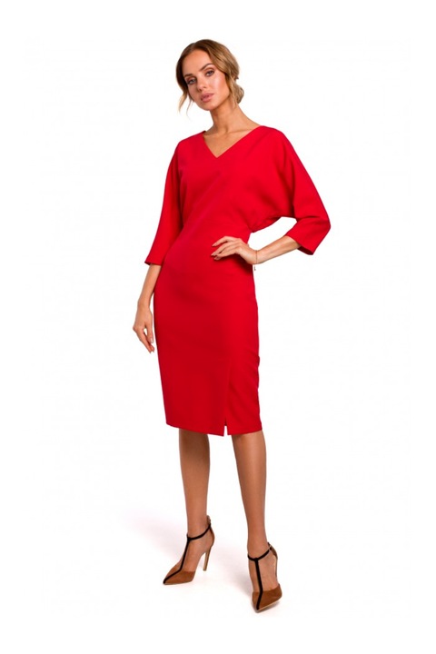 Дамска рокля MOE, Полиестер, Еластан, Червена, Червен