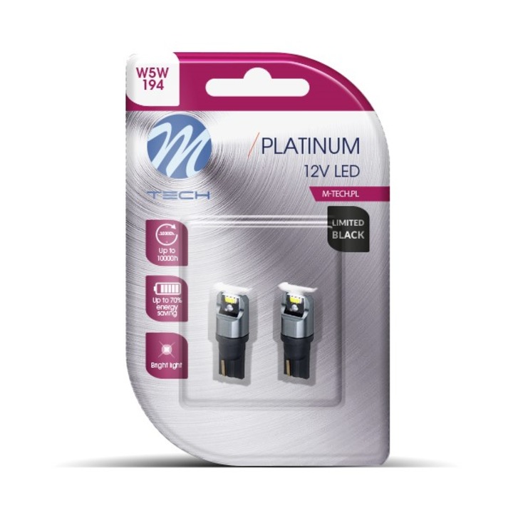 M-Tech T10 (W5W) 4x1616 SMD LED, fehér színű