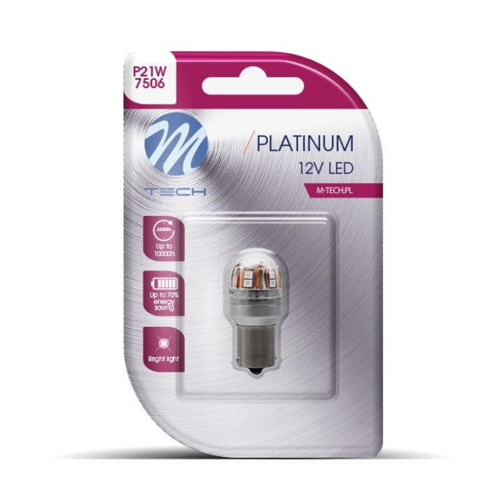 M-Tech BA15s (P21W) 15x2835 SMD, piros színű