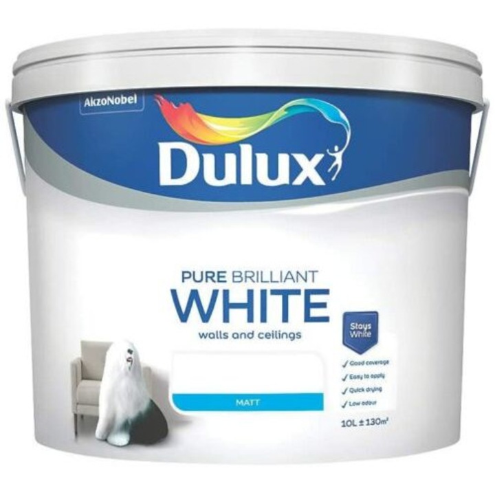 Декоративна боя Dulux Pure Brilliant White Matt Emulsion Paint, 10л