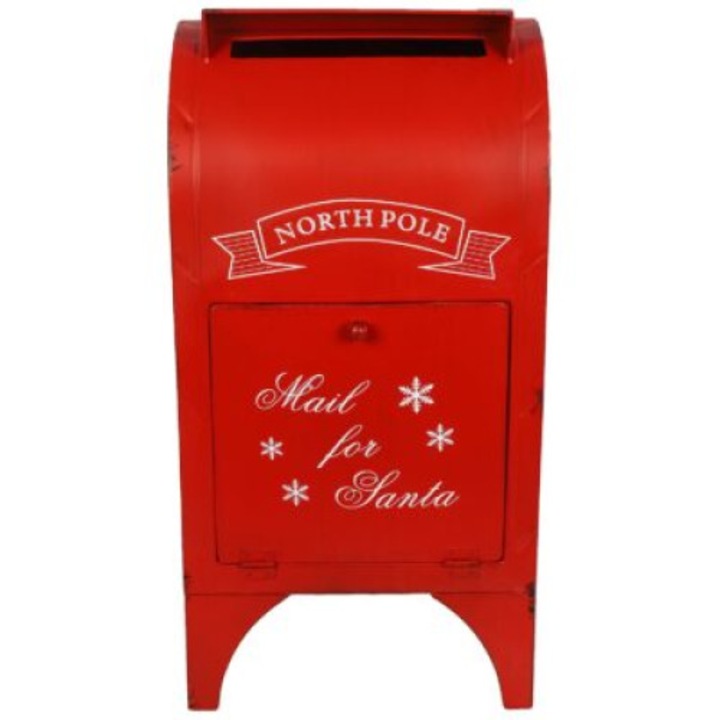 Decoratiune Casuta postala metalica, rosie, 55 cm