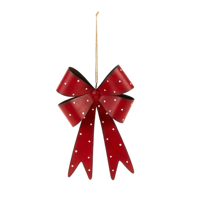 Figurina Funda metalica cu buline, rosie, 34 cm