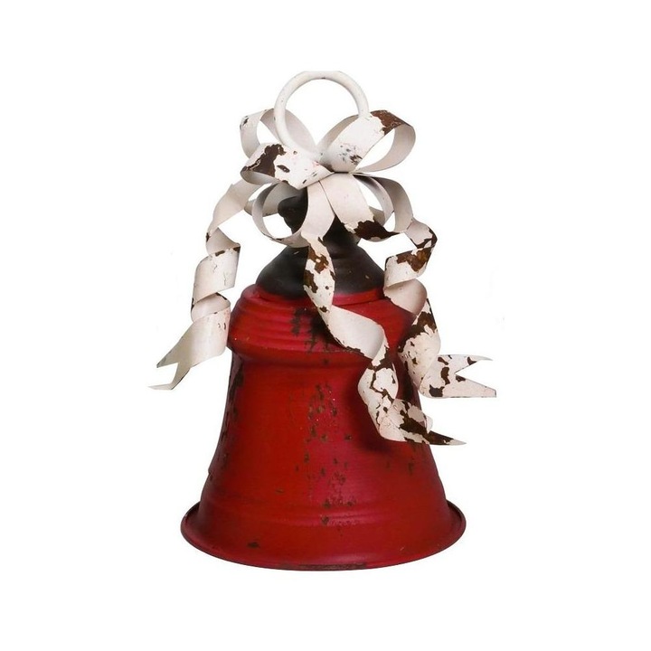 Figurina clopot vintage rosu cu funda, 26 cm