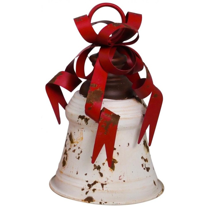 Figurina clopot vintage, alb cu funda, 26 cm