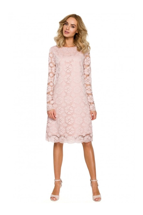 Дантелена миди рокля, MOE, найлон/еластан, розова, 2XL