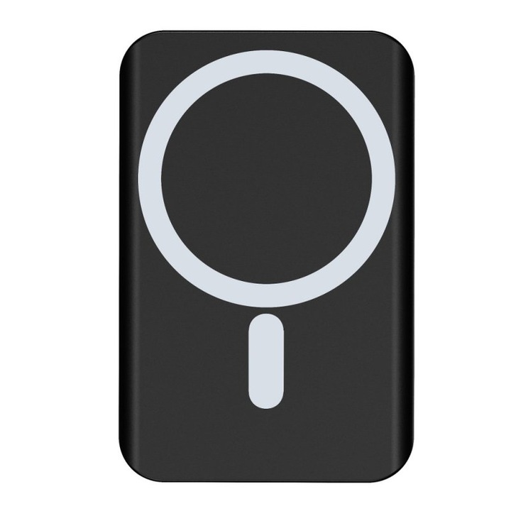 Външна батерия, Powerbank, Магнитна, Безжична, 10000mAh, 15W, Черна