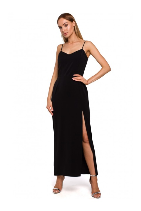 Rochie de dama MOE. Cu decolteu in V. Poliester. Elastan. Negru. XL