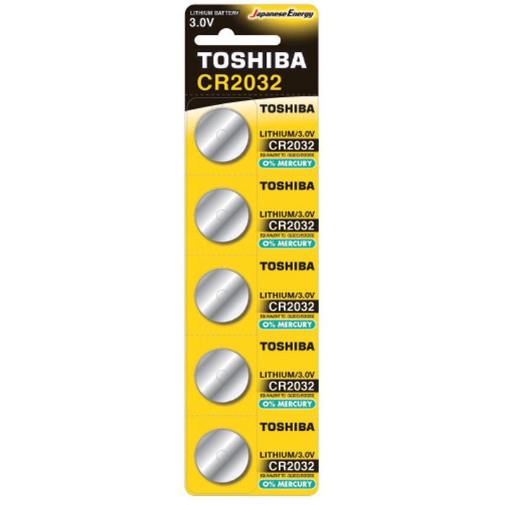Set 5 baterii litiu, Toshiba, BP-5, CR2032, 3.0V