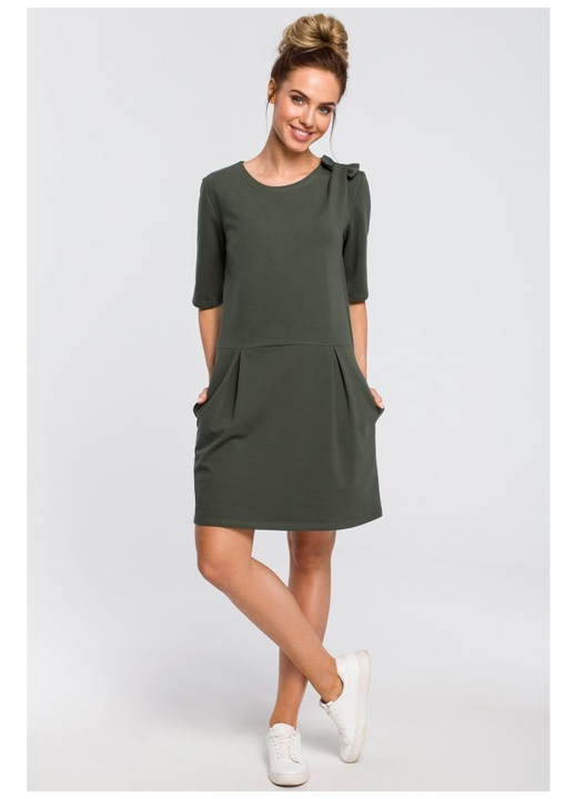 Rochie cu funda, Moe, Bumbac/Elastan, Verde militar