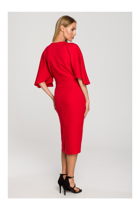 Ceruza ruha szeles ujju - buja zold, Piros