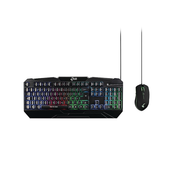 Set tastatura si mouse Bluetooth, 78 butoane, 1600 DPI, alb, roz, albastru, negru
