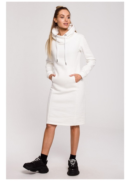 Rochie cu guler inalt - ecru, S