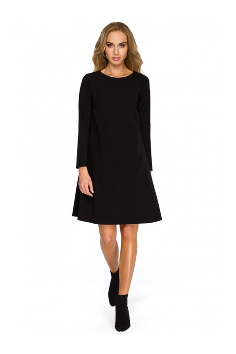 Дамска рокля в стил, с ръкав, полиестер, вискоза, черна, S