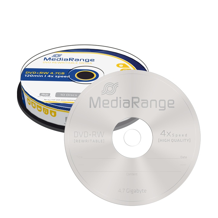 Комплект от 10 диска MediaRange, DVD+RW, 4.7 GB, Silver