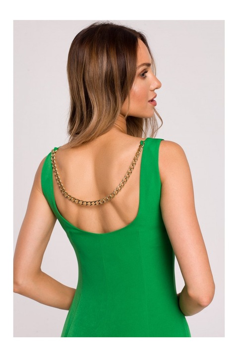 Kivágott hátú ruha, fekete, Zöld