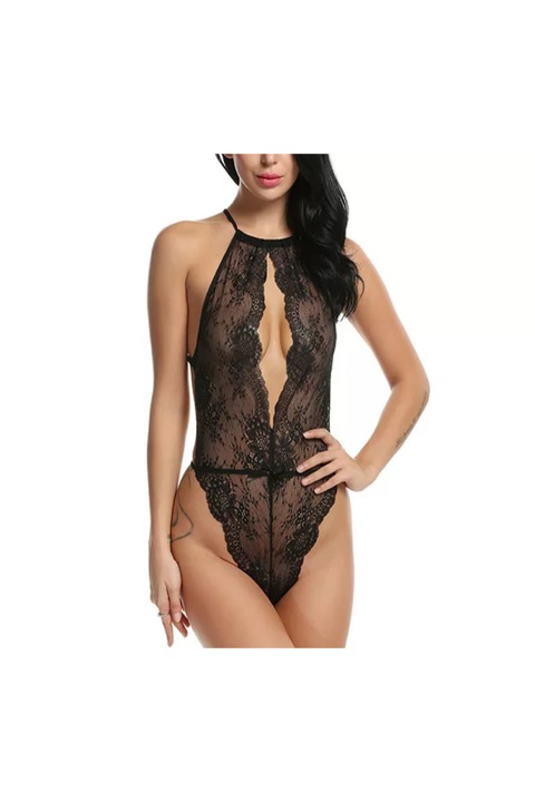 Body sexy Billie, Dantela, Negru, S