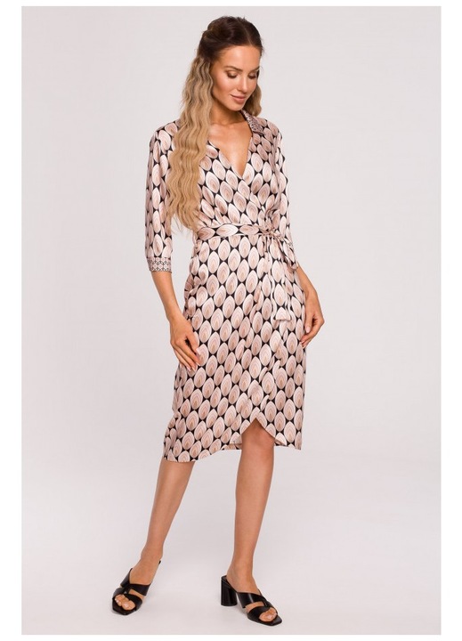 Rochie cu imprimeu, Poliester, Negru/Roz