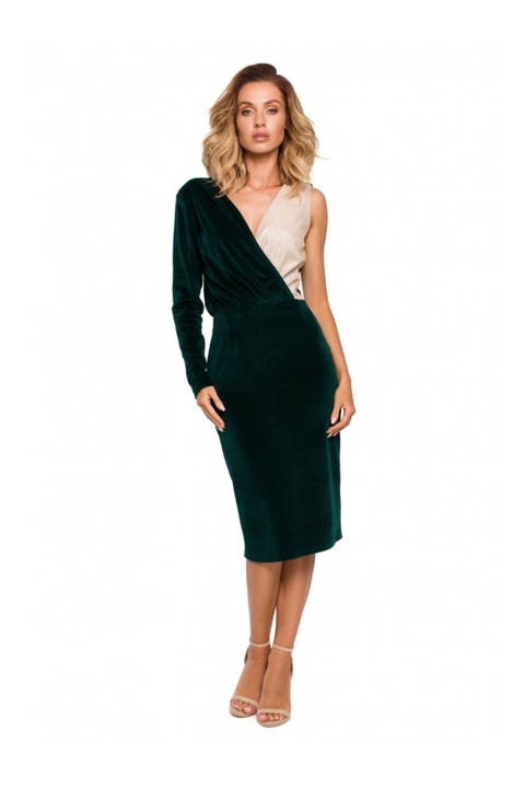 Női ruha, MOE, pamut/poliészter, sötétzöld, 2XL