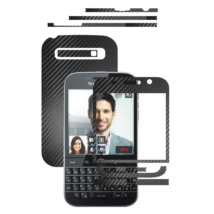 Защитно фолио Full Body Carbon Skinz, Total Coverage, Black Carbon за BlackBerry Classic Q20