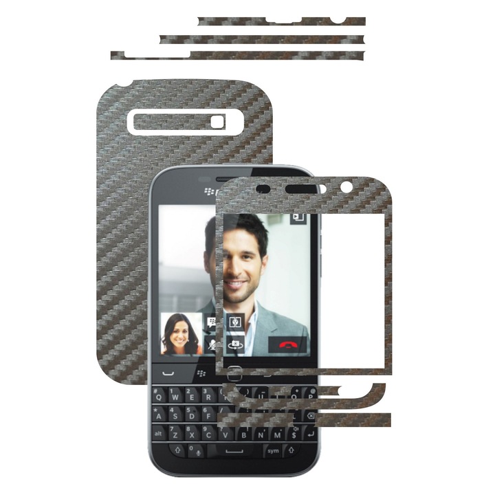 Защитно фолио Carbon Skinz за цялото тяло, пълно покритие, Carbon Grey Silver за BlackBerry Classic Q20