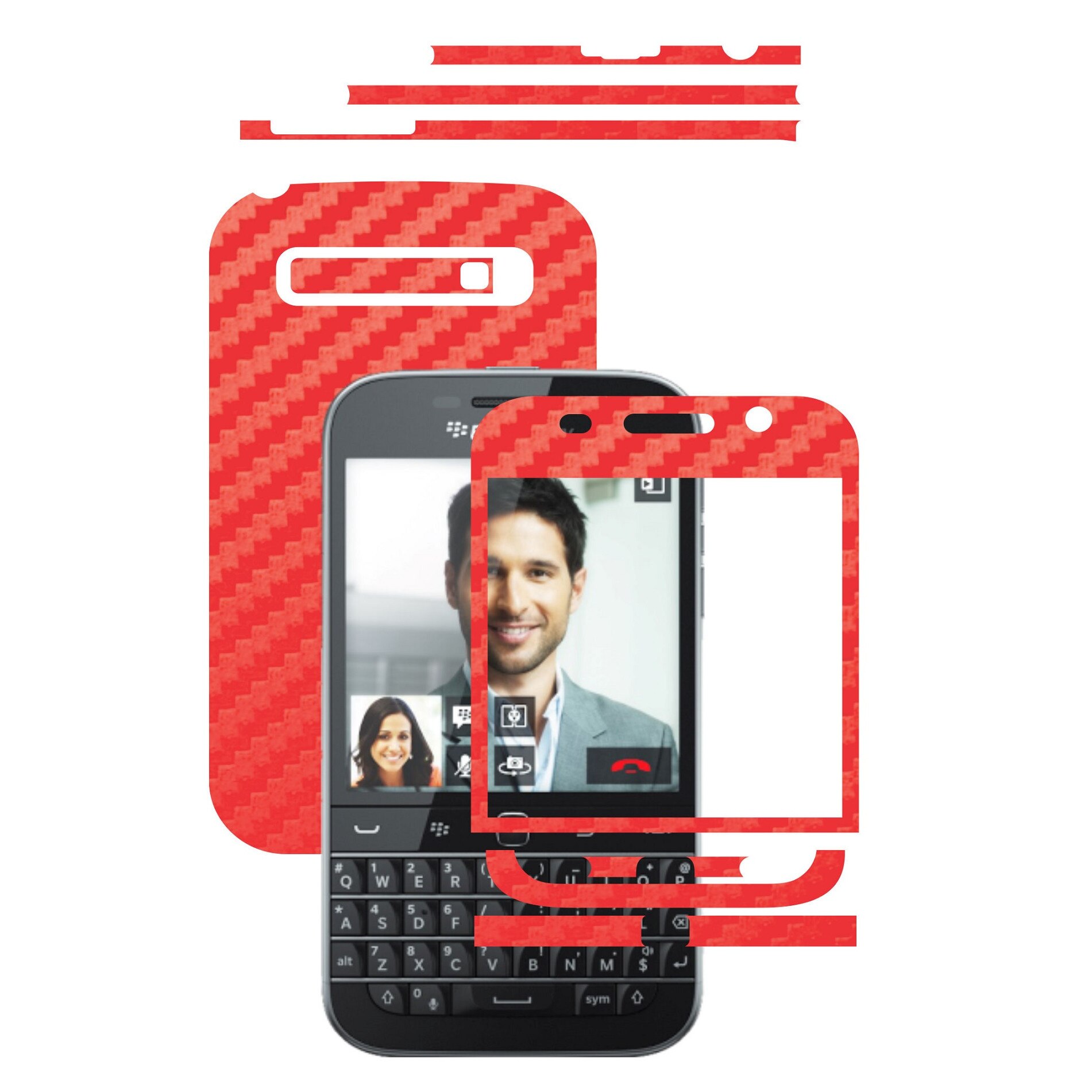 Folie de protectie Full Body Carbon Skinz, Acoperire Totala, Carbon Rosu pentru BlackBerry Classic Q20