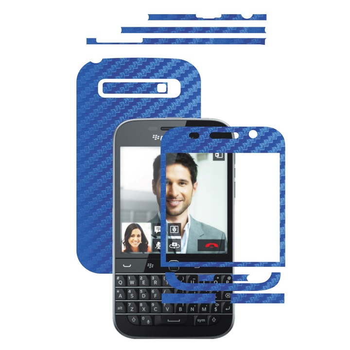 Защитно фолио Full Body Carbon Skinz, Total Coverage, Blue Carbon за BlackBerry Classic Q20