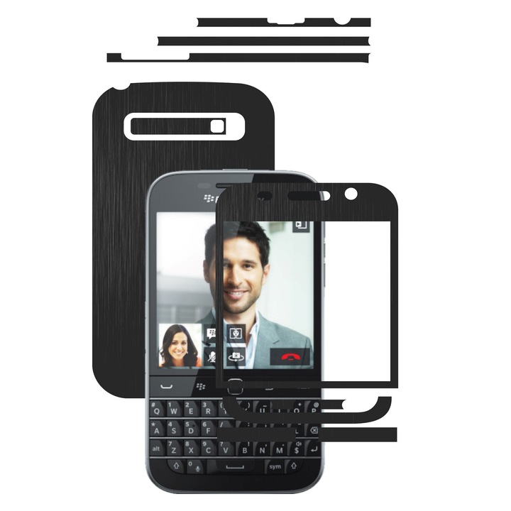 Защитно фолио Full Body Carbon Skinz, Total Coverage, Brushed Black за BlackBerry Classic Q20