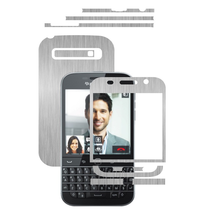 Защитно фолио Full Body Carbon Skinz, Total Coverage, Brushed Silver за BlackBerry Classic Q20