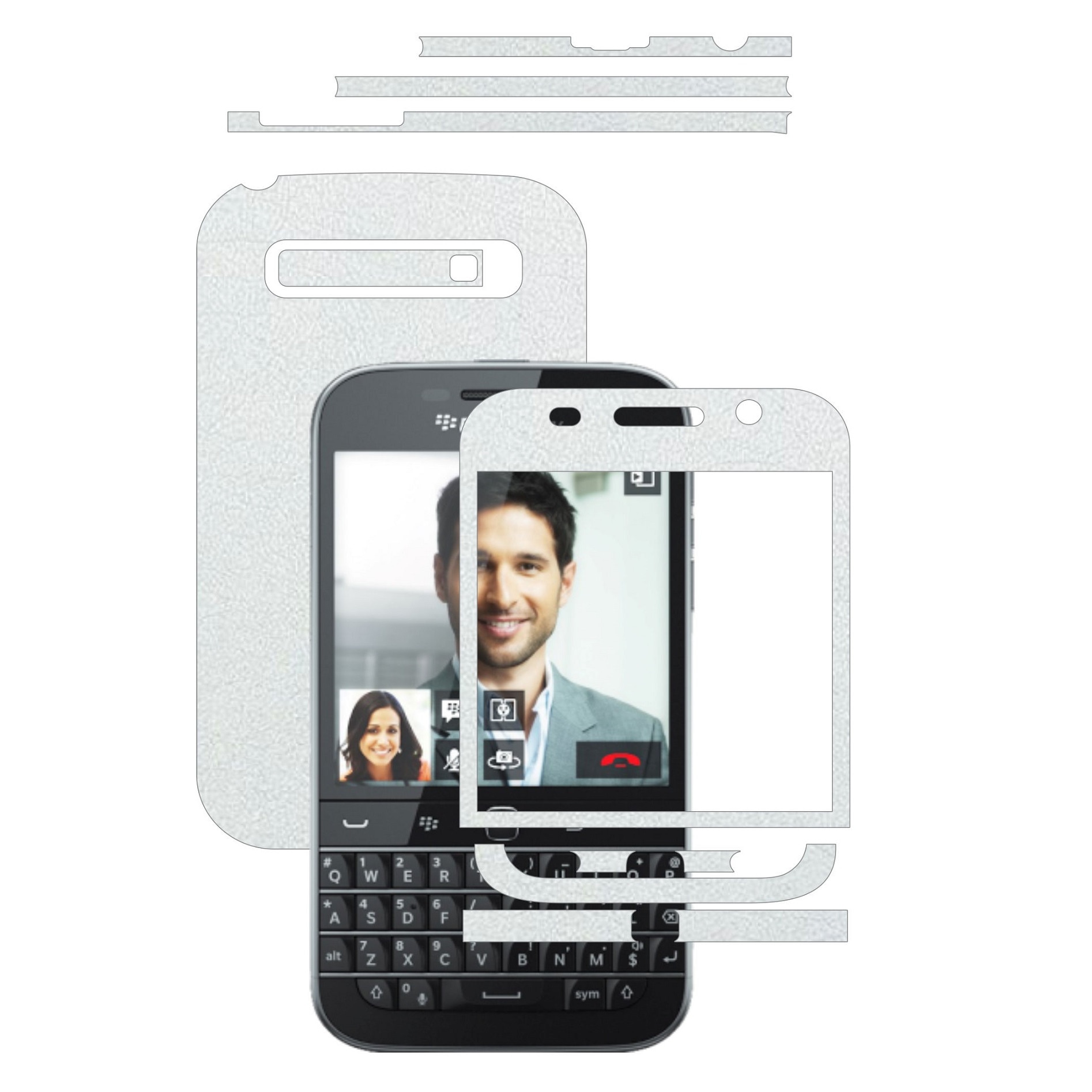 Folie de protectie Full Body Carbon Skinz, Acoperire Totala, Piele Alba pentru BlackBerry Classic Q20