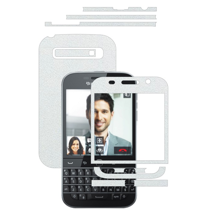 Защитно фолио Full Body Carbon Skinz, Total Coverage, White Leather за BlackBerry Classic Q20