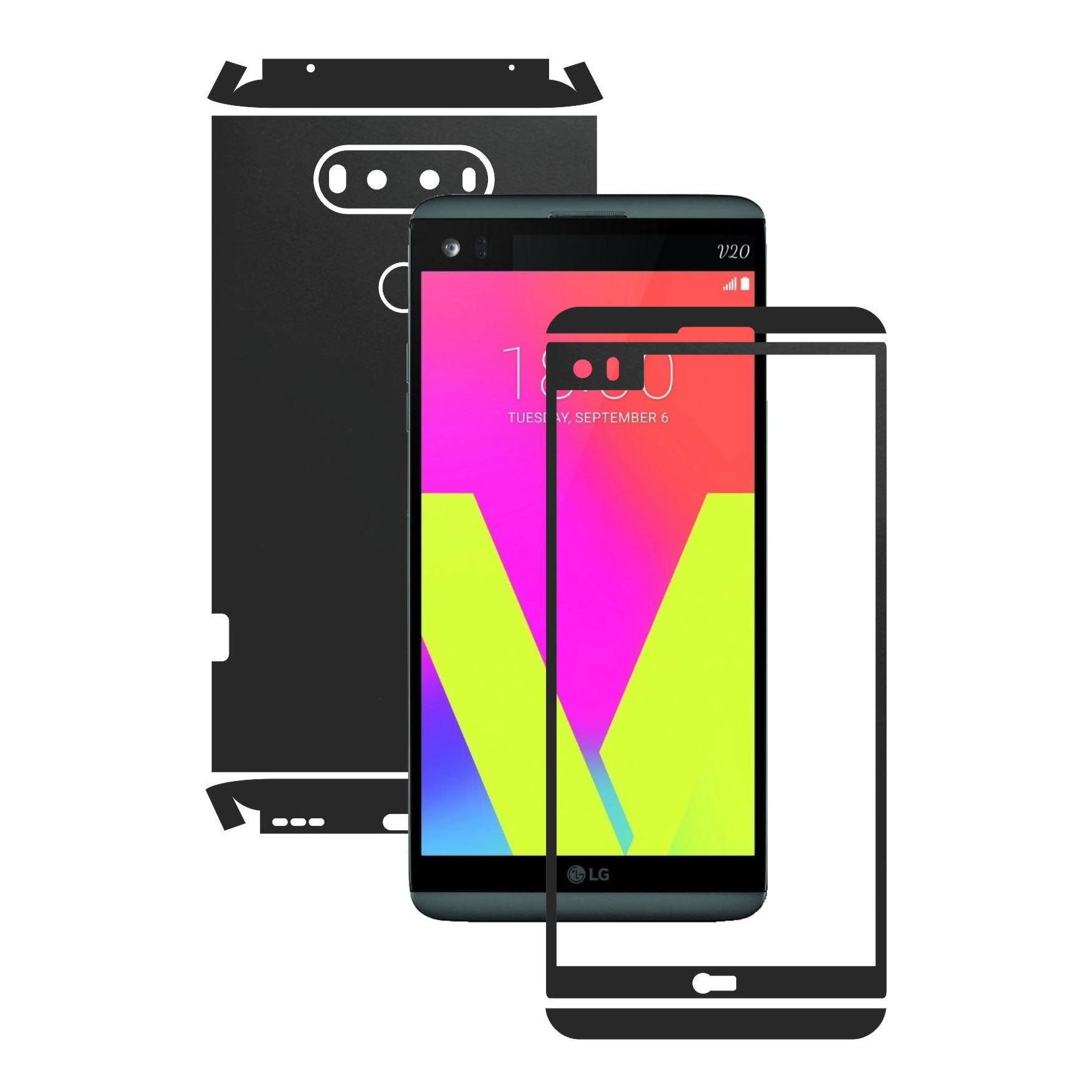 Folie de protectie Full Body Carbon Skinz, Acoperire Totala, Negru Mat pentru LG V20