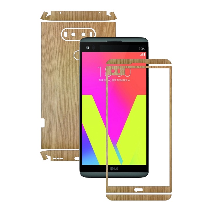 Folie de protectie Full Body Carbon Skinz, Acoperire Totala, Lemn Stejar pentru LG V20