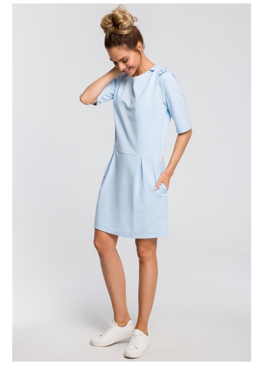 Rochie cu funda, Moe, Bumbac/Elastan, Albastru deschis