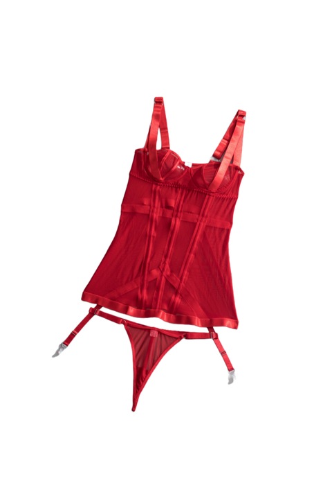 Lenjerie sexy Adele, Poliester/Elastan, Rosu, S