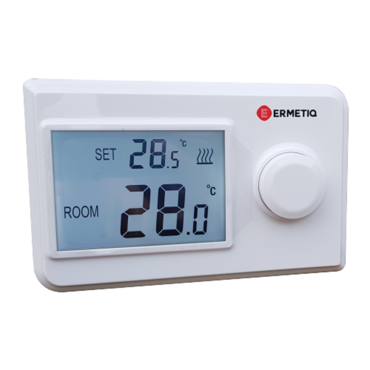 Termostat de ambient neprogramabil Ermetiq TA-HT19N, cu fir, LCD