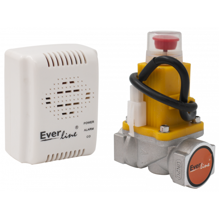Set detector gaz cu electrovalva Everline ELG-QDH/E34, 9-12V/CC, 3/4"