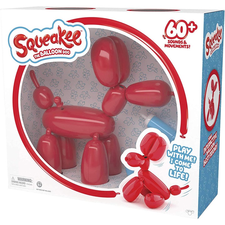 Figurina interactiva Giochi Preziosi Squeakee The ballon-dog, 5+ ani, Rosu