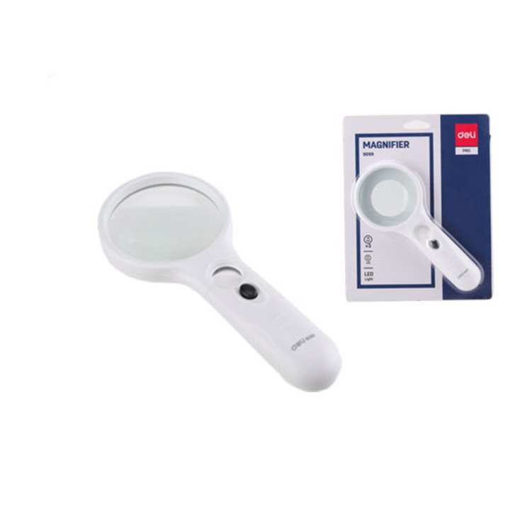 Lupa Deli, Plastic, 75 mm, Alb