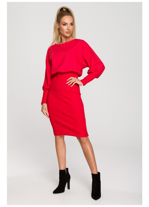 Rochie rosie din bumbac cu tesatura moale, Rosu