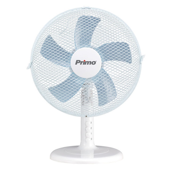 Въртящ се вентилатор, Primo, PRTF-80509, 3 скорости, 30 см, 45 W, бял