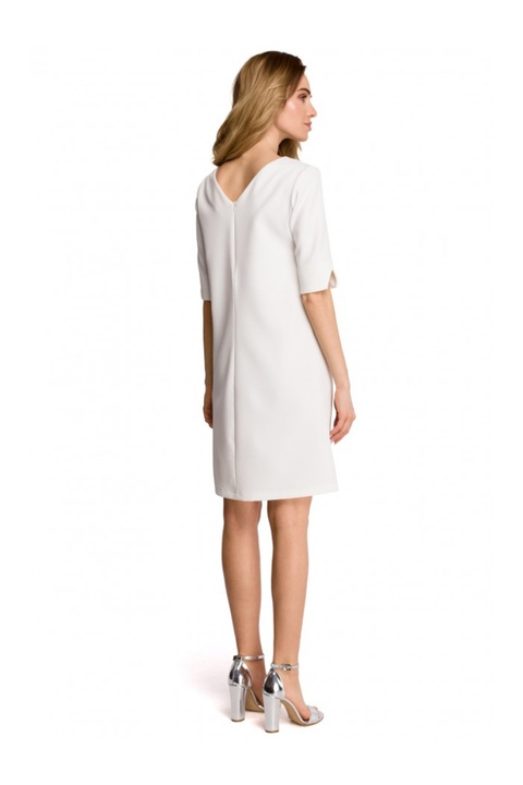 Дамска рокля Style, С ръкави, Полиестер, Еластан,, Бял