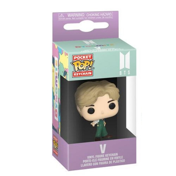 Figurina Breloc BTS Dynamite: V, Funko Pocket POP!, 4 cm, Vinil, Multicolor