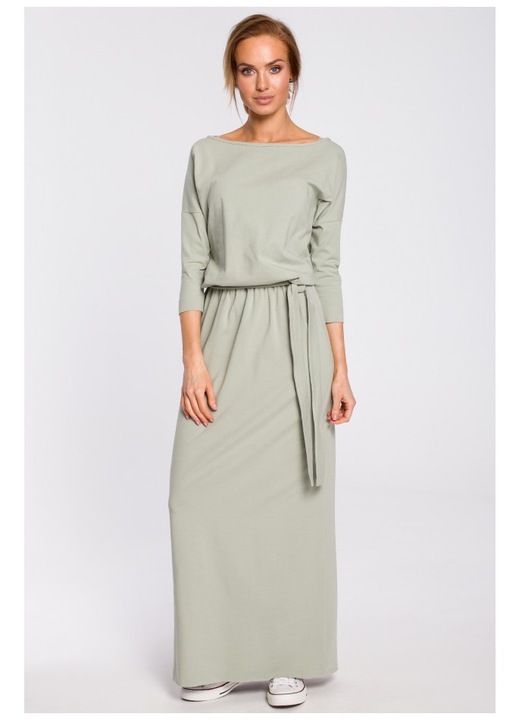 Rochie de dama, Cu cordon, Bumbac, Elastan, Verde fistic1`2, Fistic