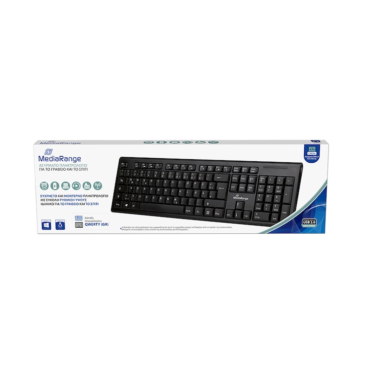 Tastatura cablata Bvdfgk, layout francez, plastic, 43.7x13.2x2.7cm, cablu 1.45m, neagra